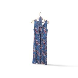 Talbots Blue Paisley Sleeveless Midi Dress Size M NWT